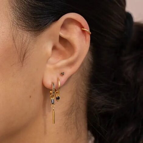 925 Sterling Silver, Gold CZ with Bar Charms for Rings Earrings Pairs - Image 2