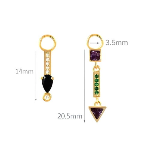 925 Sterling Silver, Gold CZ Pave Bar Charms, Cartilage Ring or Earring Pairs - Image 4
