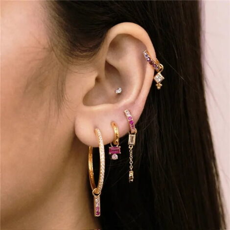 925 Sterling Silver, Gold CZ Charms for Cartilage Ring or Earring Pairs - Image 7