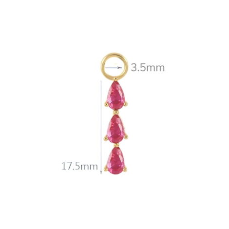 925 Sterling Silver, Gold Teardrop CZ Charms for Cartilage Rings or Earring Pairs - Image 3