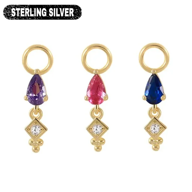 925 Sterling Silver, Gold Teardrop CZ Charms for Rings Earrings