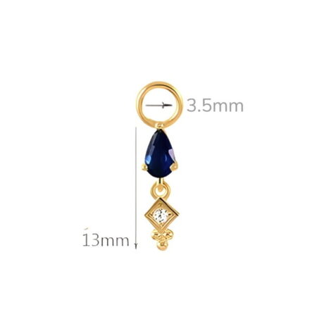 925 Sterling Silver, Gold Teardrop CZ Charms for Rings Earrings - Image 3