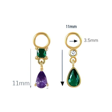 925 Sterling Silver, Gold CZ Teardrop Dangle Charm for Rings Earrings Pair - Image 3