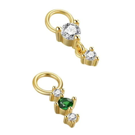 925 Sterling Silver, Gold CZ Charms for Earrings, Cartilage Rings - Image 10