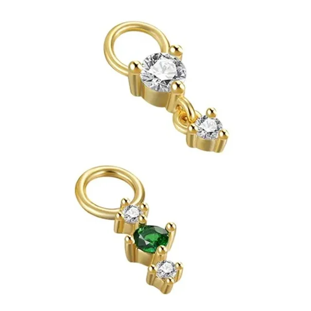 925 Sterling Silver, Gold CZ Charms for Earrings, Cartilage Rings