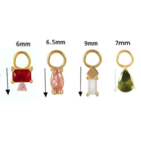 925 Sterling Silver, Gold CZ Charms for Cartilage Ring or Earring Pairs - Image 4