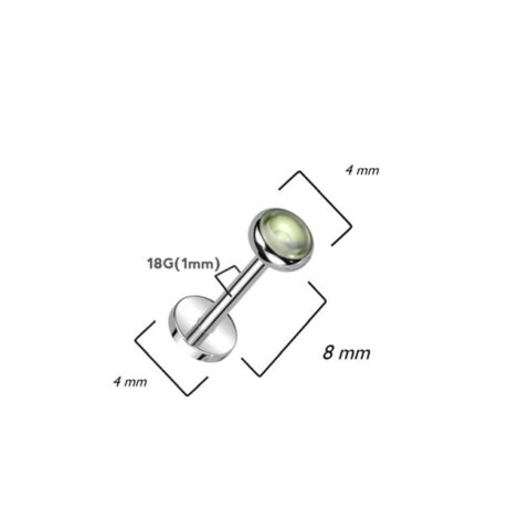 Titanium ASTM Threadless Labret with Stone Push-in Pin Top - Image 2