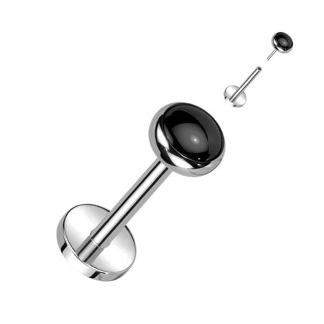 Titanium ASTM Threadless Labret with Stone Push-in Pin Top - Image 4