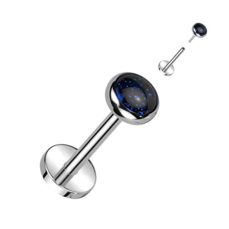 Titanium ASTM Threadless Labret with Stone Push-in Pin Top - Image 8