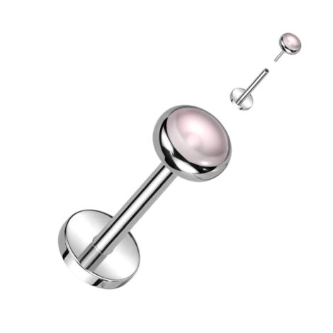 Titanium ASTM Threadless Labret with Stone Push-in Pin Top - Image 6
