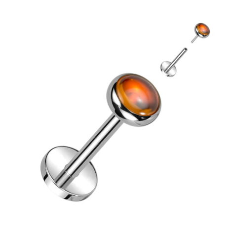 Titanium ASTM Threadless Labret with Stone Push-in Pin Top - Image 7