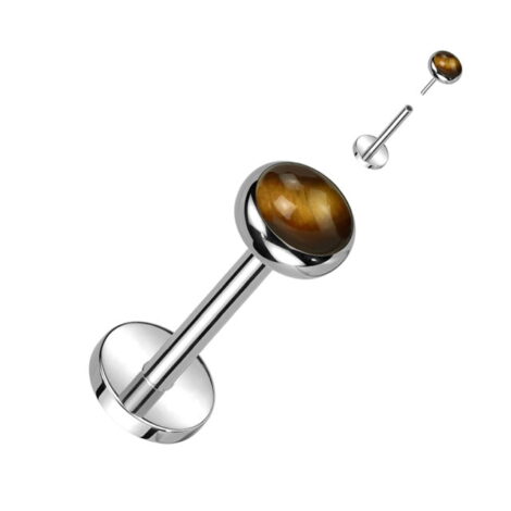 Titanium ASTM Threadless Labret with Stone Push-in Pin Top - Image 9