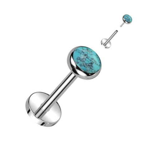 Titanium ASTM Threadless Labret with Stone Push-in Pin Top - Image 5