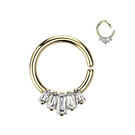 Baguette CZ Regal Fan Bendable Hoop Ring for Daith, Septum - Image 3