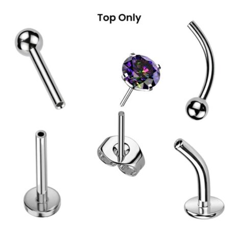 Implant Grade Titanium Thread less Push Pin Prong Set CZ Top - Image 2