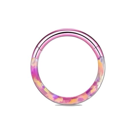 ASTM Titanium Hinged Ring with Front-Set Synthetic Opal Inlay - Image 10
