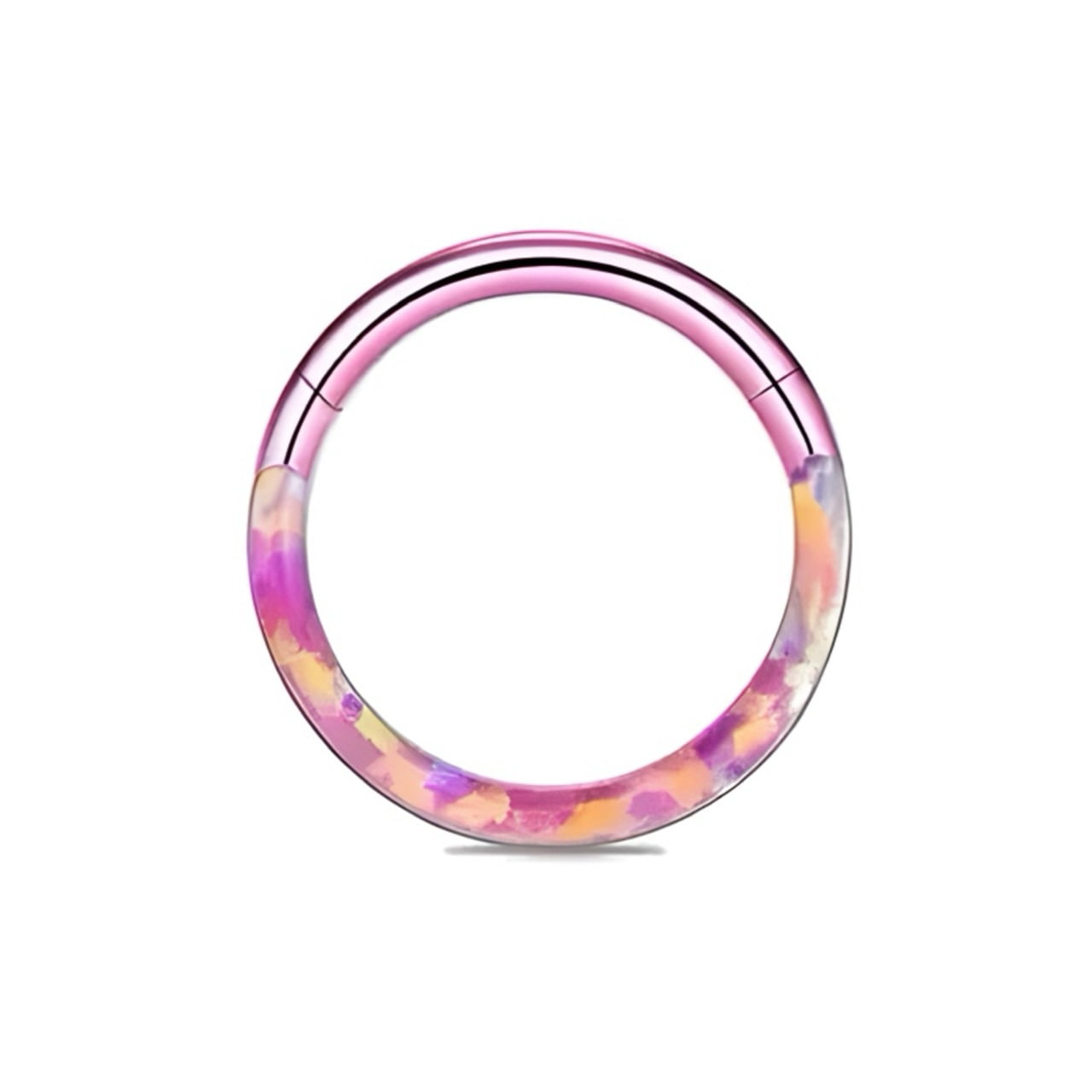 ASTM Titanium Hinged Ring with Front-Set Synthetic Opal Inlay - Image 10