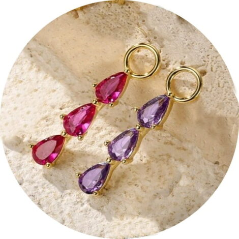925 Sterling Silver, Gold Teardrop CZ Charms for Cartilage Rings or Earring Pairs - Image 4