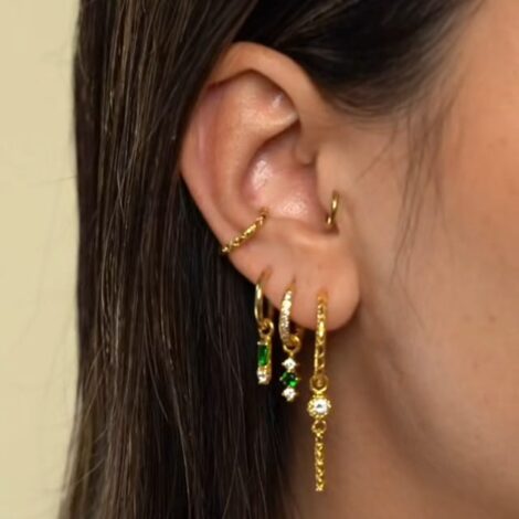 925 Sterling Silver, Gold CZ Charms for Earrings, Cartilage Rings - Image 3