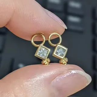 925 Sterling Silver, Gold CZ Charms for Earrings, Cartilage Rings - Image 8