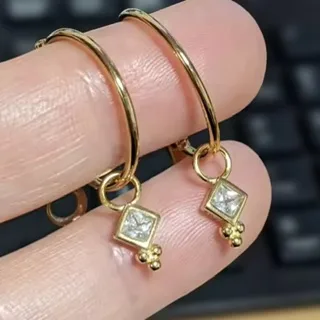 925 Sterling Silver, Gold CZ Charms for Earrings, Cartilage Rings - Image 6
