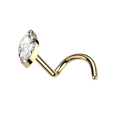 ASTM Implant Grade Titanium Marquise CZ Nose Screw - Image 3