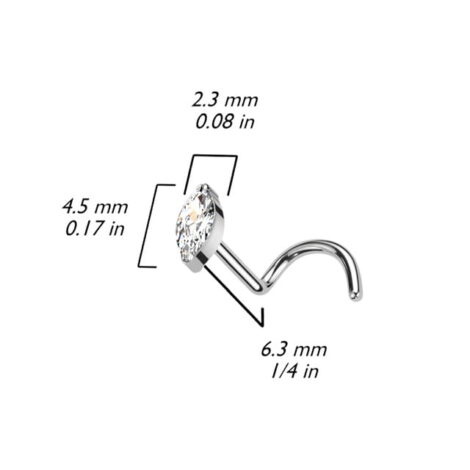 ASTM Implant Grade Titanium Marquise CZ Nose Screw - Image 7