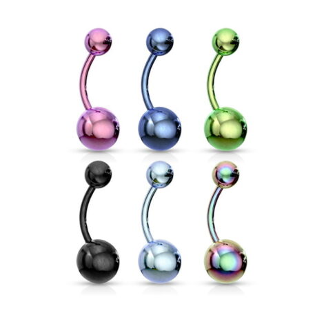 316L Surgical Steel Basic Navel Ring with IP Colours - Image 2