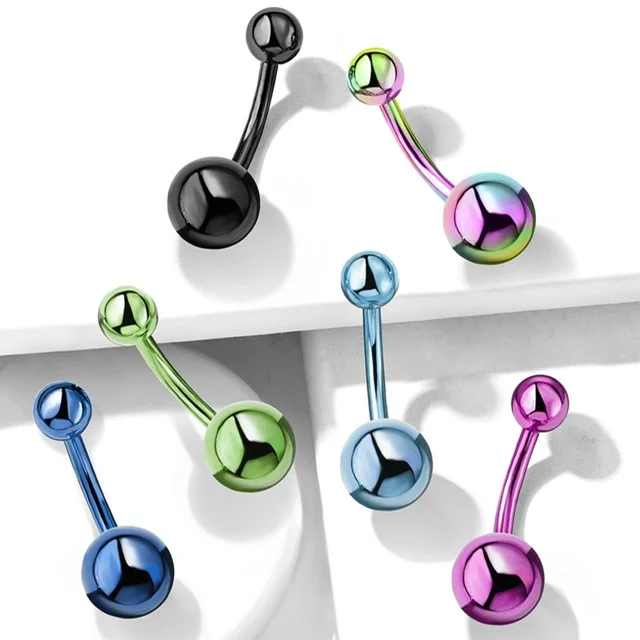 316L Surgical Steel Basic Navel Ring with IP Colours