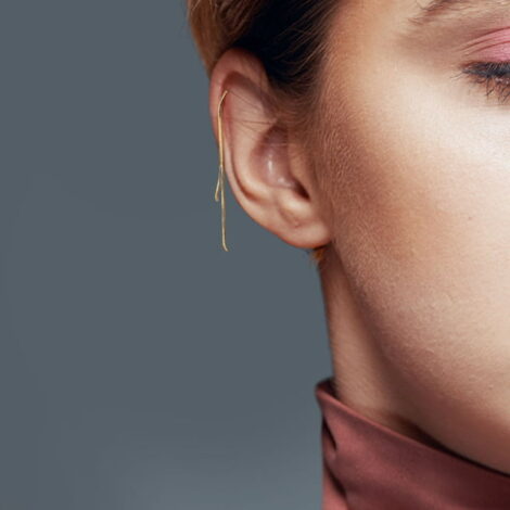 Barbell with Ball and Double Chain Dangles, Cartilage Tragus Earring - Image 3