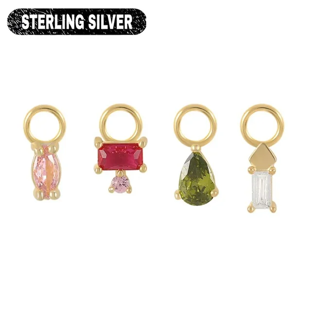925 Sterling Silver, Gold CZ Charms for Cartilage Ring or Earring Pairs