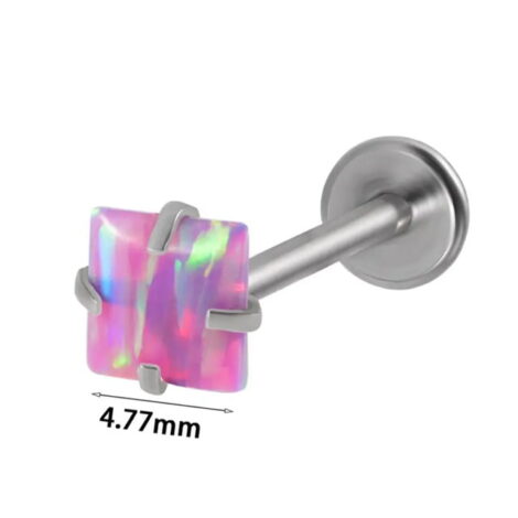 Ear Cartilage Labret Stud with Prong Opal Top/ Bonus Bar - Image 6