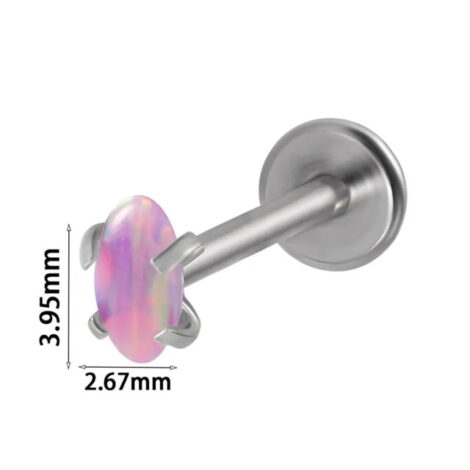 Ear Cartilage Labret Stud with Prong Opal Top/ Bonus Bar - Image 5