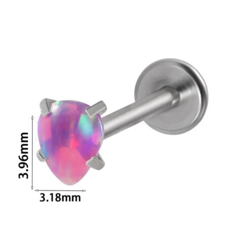 Ear Cartilage Labret Stud with Prong Opal Top/ Bonus Bar - Image 7