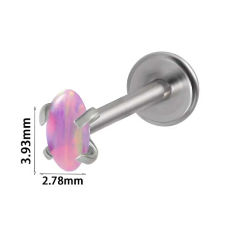Ear Cartilage Labret Stud with Prong Opal Top/ Bonus Bar - Image 3