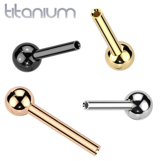 Implant Grade Titanium Threadless Push In Barbell with One Fixed Ball