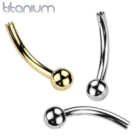 Implant Grade Titanium Threadless Curved Push In Barbell Pin with Fixed Ball - Image 2