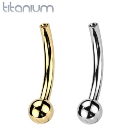 Implant Grade Titanium Threadless Curved Push In Barbell Pin with Fixed Ball