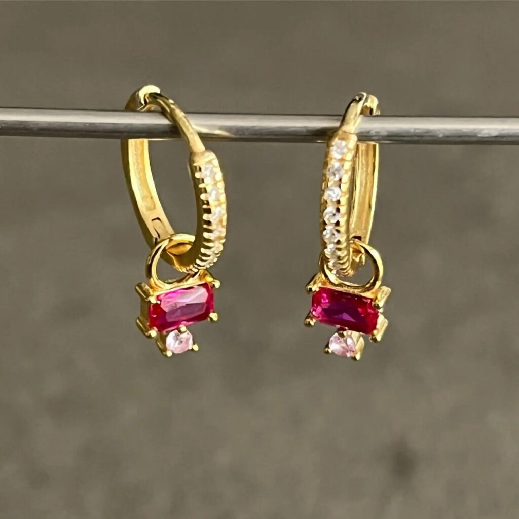 925 Sterling Silver, Gold CZ Charms for Cartilage Ring or Earring Pairs