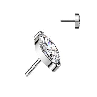 Implant Grade Titanium Threadless Push In Top with Marquise Opal/ CZ - Image 27