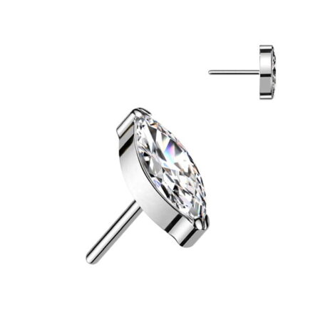 Implant Grade Titanium Threadless Push In Top with Marquise Opal/ CZ - Image 9