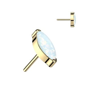 Implant Grade Titanium Threadless Push In Top with Marquise Opal/ CZ - Image 19