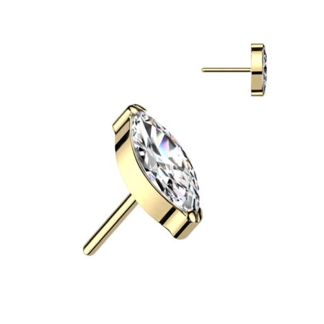 Implant Grade Titanium Threadless Push In Top with Marquise Opal/ CZ - Image 13