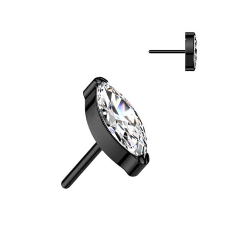 Implant Grade Titanium Threadless Push In Top with Marquise Opal/ CZ - Image 11