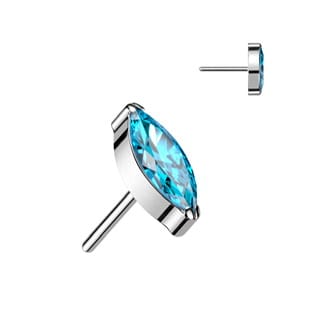 Implant Grade Titanium Threadless Push In Top with Marquise Opal/ CZ - Image 25