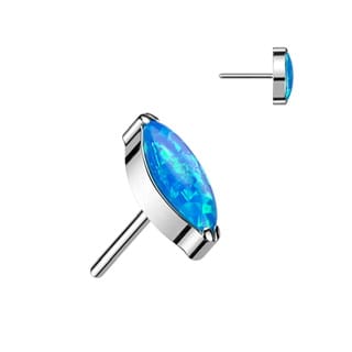 Implant Grade Titanium Threadless Push In Top with Marquise Opal/ CZ - Image 26