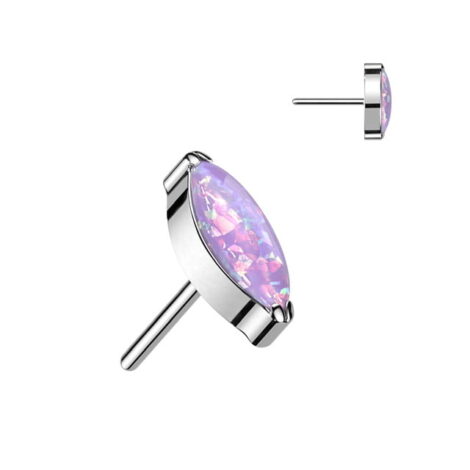 Implant Grade Titanium Threadless Push In Top with Marquise Opal/ CZ - Image 10