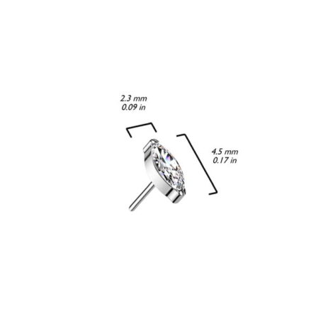 Implant Grade Titanium Threadless Push In Top with Marquise Opal/ CZ - Image 17