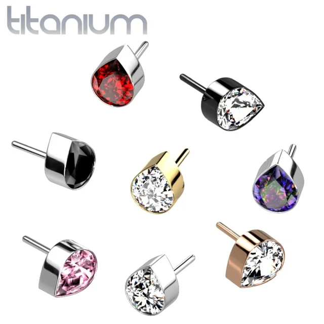 Implant Grade Titanium Threadless Push In Teardrop CZ Top