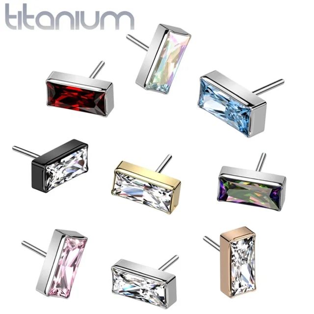 Implant Grade Titanium Threadless Push In Top with Rectangle CZ